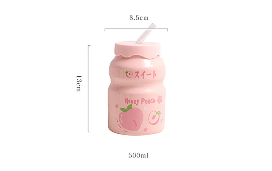 New Cute Fruit Ceramic Mug With Straw – The Kawaii Shoppu