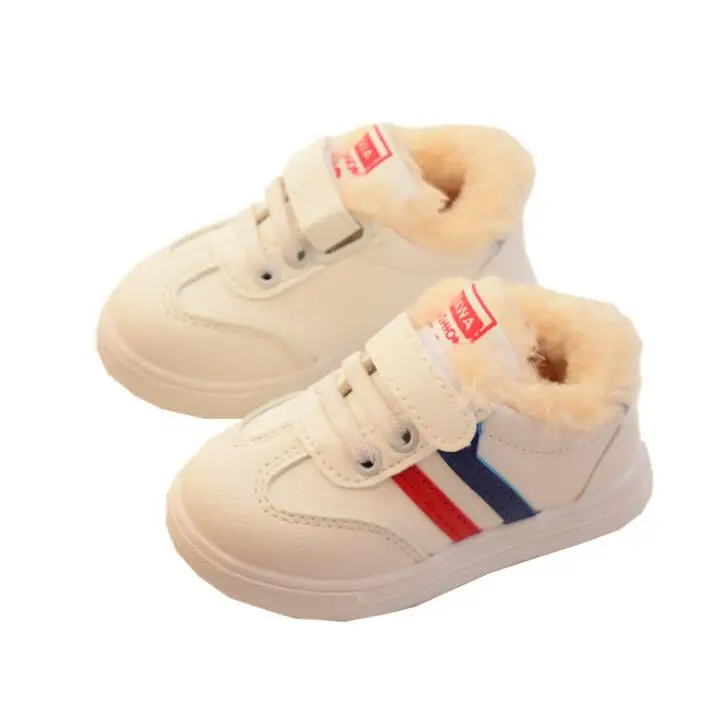 KIDS Winter Children Fur Casual Shoes Baby Girls Fashion Sport Sneakers Toddler Boys Trainer Running Shoes