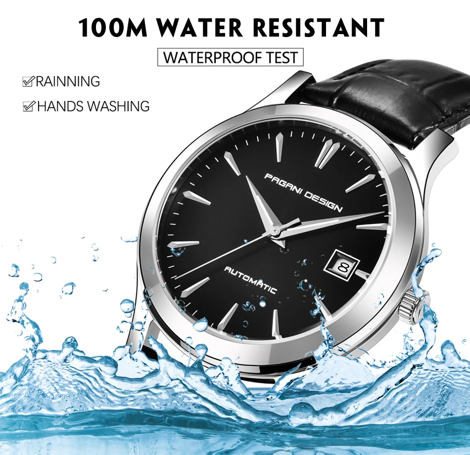 2021 New PAGANI DESIGN Luxury Men Mechanical Watches Business 100m Waterproof Clock Genuine Leather Automatic Watch Reloj Hombre