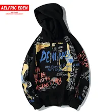Aelfric Eden, мужские толстовки с надписями граффити, модная уличная одежда, мужской пуловер, осень, хип-хоп стиль, повседневные хлопковые толстовки с капюшоном