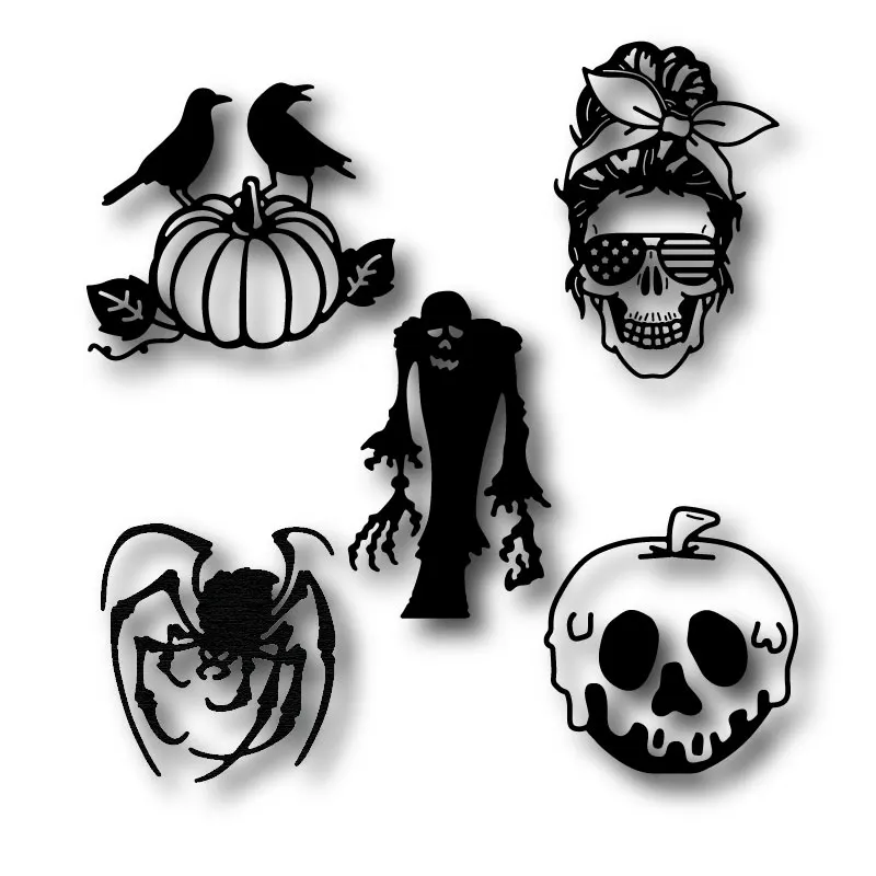 Halloween skull skull pumpkin crow spider witch newmetal cutting mold die dies decoration background scrapbook  Diy card crafts