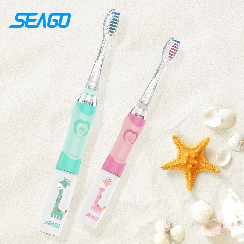 Seago Детская электрическая зубная щетка Водонепроницаемый светодиодный Sonic детская зубная щетка с умным таймером