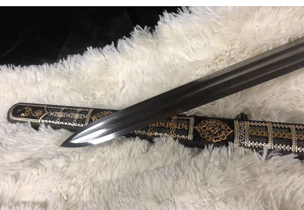 Высокое качество ручной работы изогнутая сталь Восьмигранная меч жемчуг рыбья кожа медные фитинги китайская династия Мин Yongle нож острый