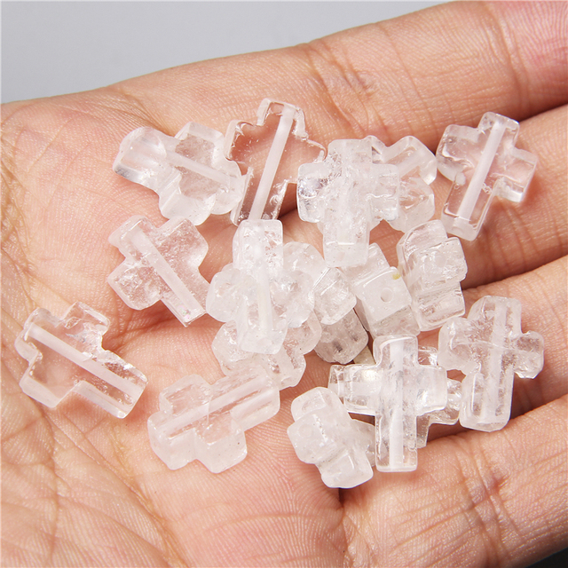 Natural Stone Crystal Tiger Eye Cross Loose Spacer Beads Charm for Women Jewelry Making DIY Necklace Bracelet Part 10pcs