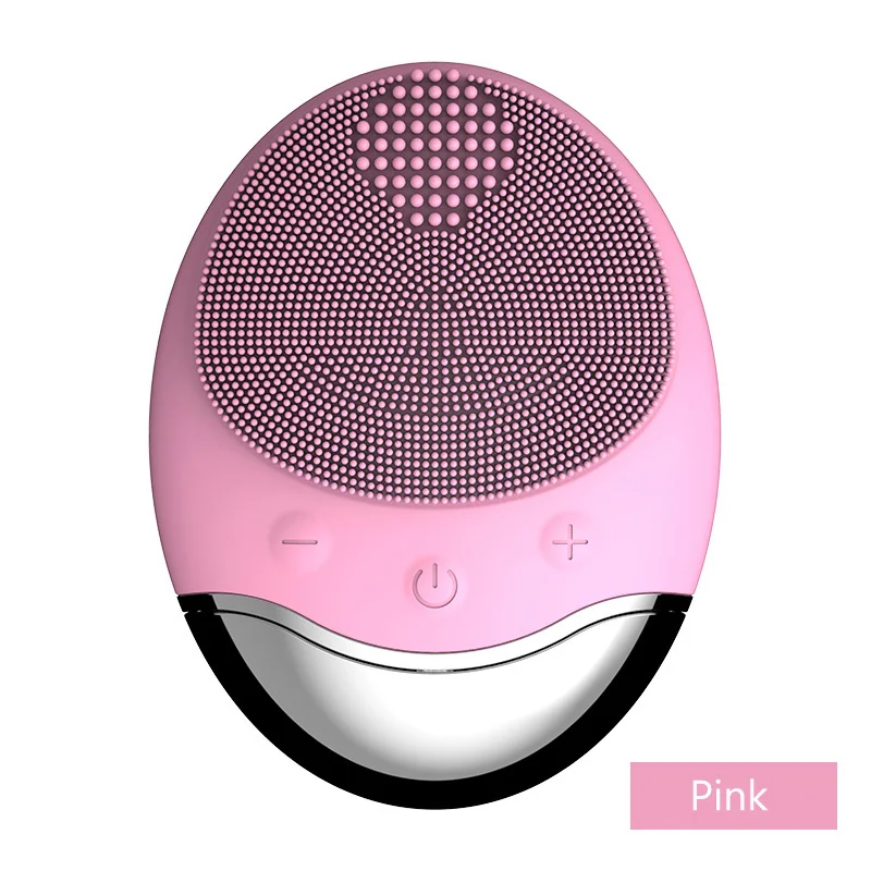Ультразвуковая электрическая Очищающая щетка для лица Водонепроницаемая бамбуково-Угольная силиконовая для лица глубокое очищение ухода за кожей Беспроводная зарядка - Цвет: Pink