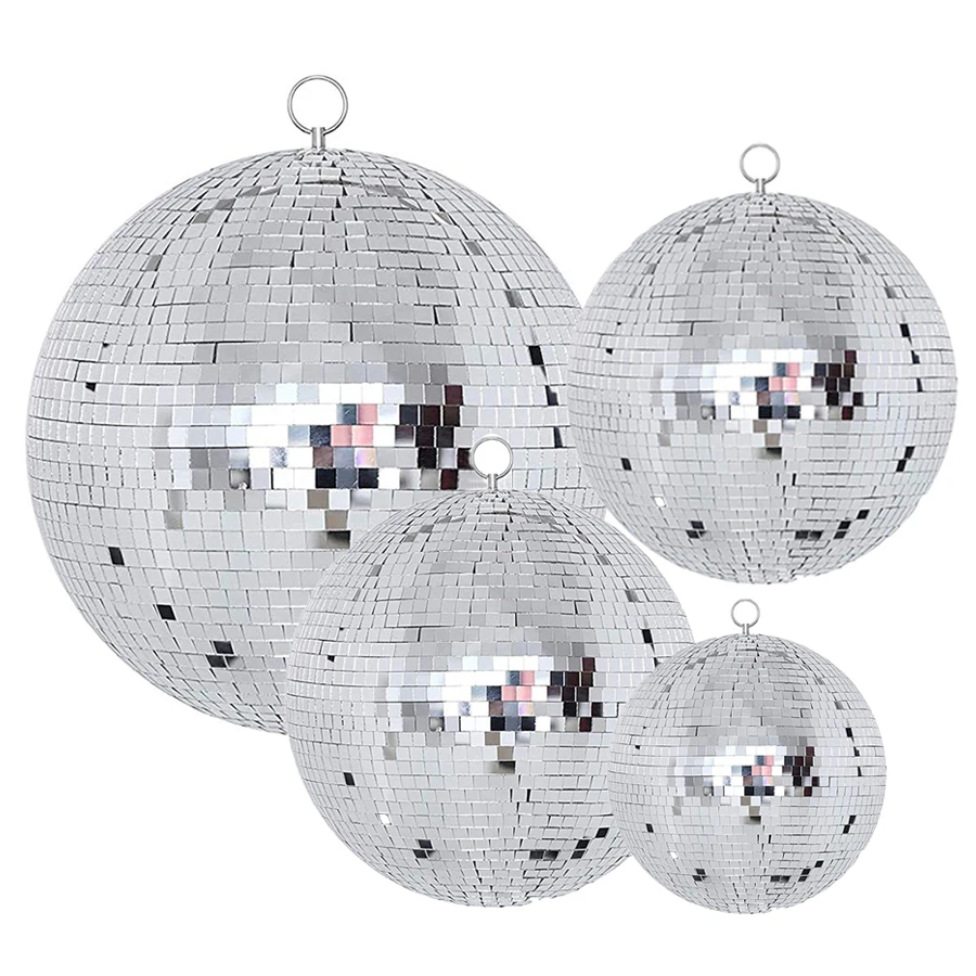 Thrisdar 20CM 25CM 30CM Glass Rotating Mirror Ball Motor Reflection Mirror Disco Ball Party Christmas Ornament Decoration