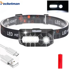 Яркий светодиодный налобный фонарь, наружный головной светильник для кемпинга XPE+ COB, зарядка через USB, рыболовный головной светильник s, водонепроницаемый светильник-вспышка с 18650