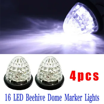 

4pcs 12V Beehive Side Marker Lights Grommet 16-LED Cab Sleeper Light Trailer White Round Beehive LED Lights