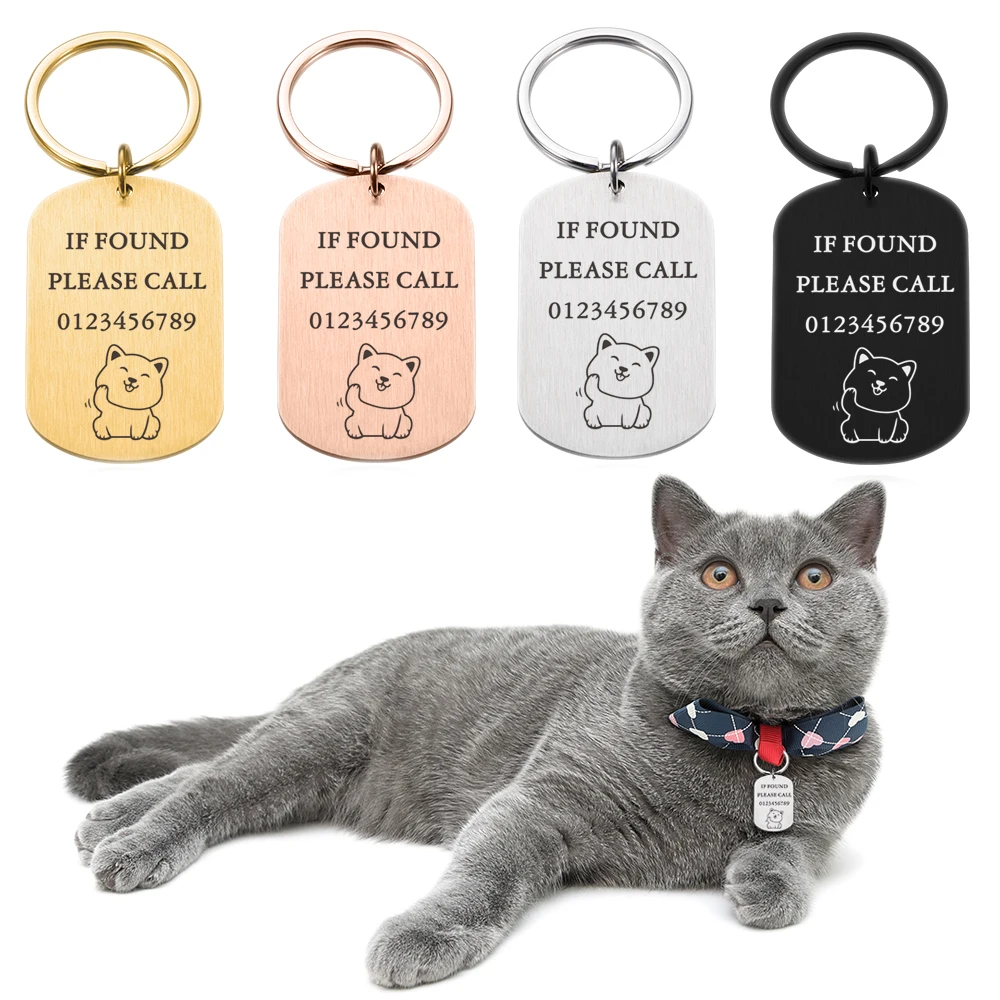 Dog Collar Engraved Name Plate Pet Personalized Accessories Pet