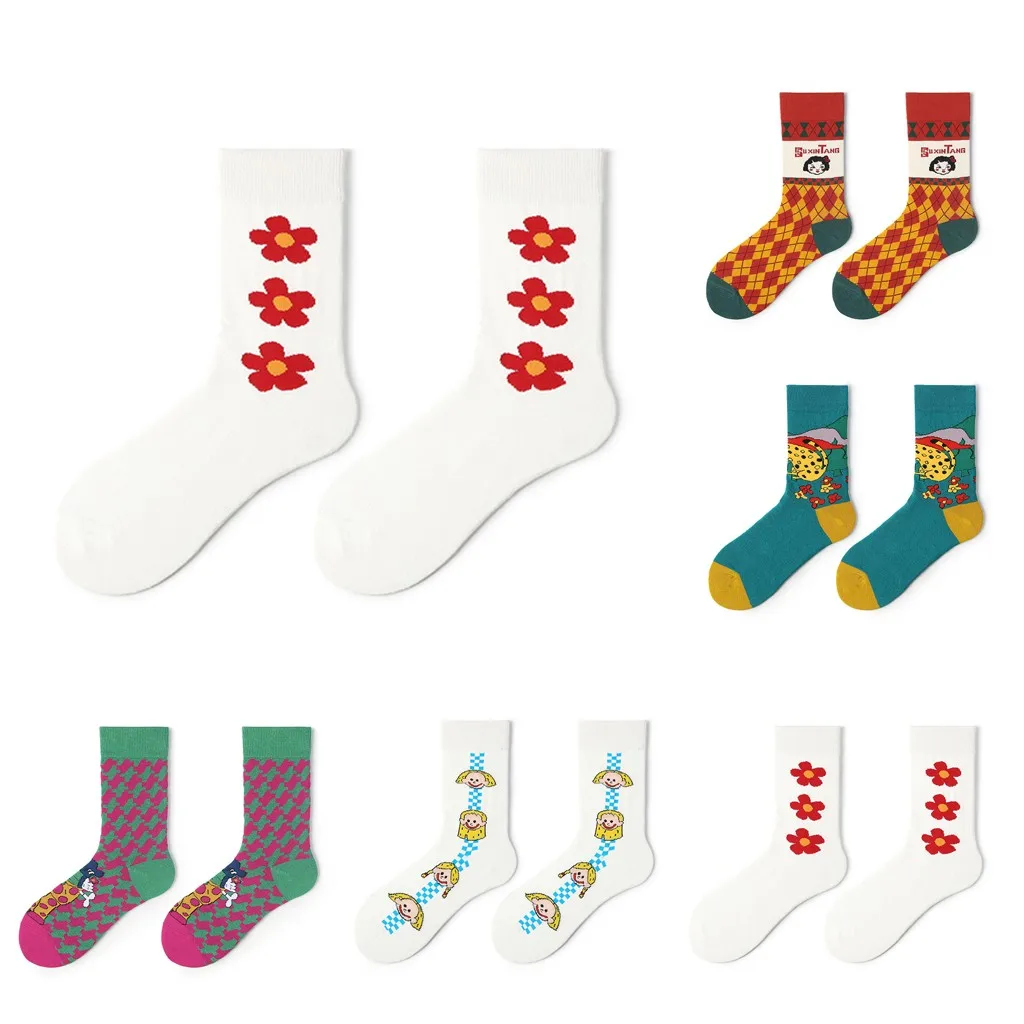 2019 женские новые стильные модные носки с принтом теплые хлопковые для скейтборда