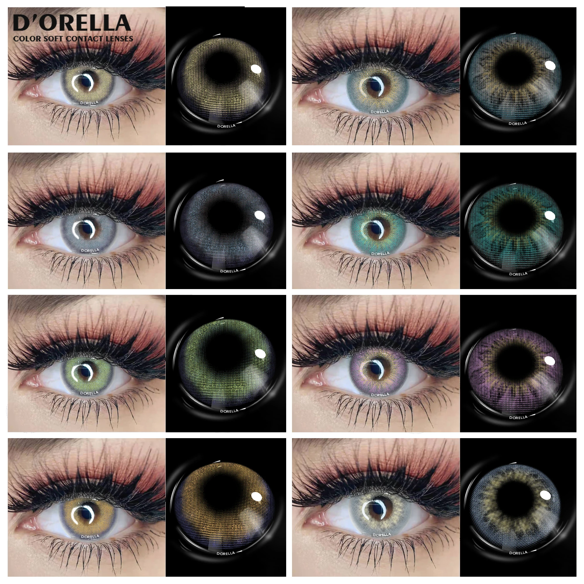 Контактные линзы orella 1 пара (2 шт.) многоцветные контактные ed зеленого цвета для