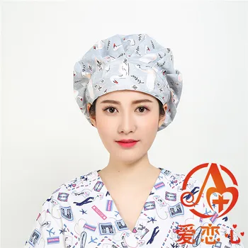 

Doctor Surgical Scrub Cap Flower Print Dome Scrub Hat Surgical Caps for Doctor Nurse Cap with the Surgical-A