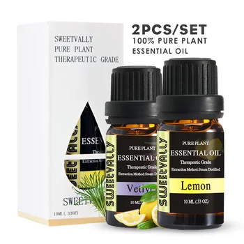 

2Pcs/Set Vetiver & Lemon Essential Oil Anti Anxiety Essential Oil Fragrance Essential Oil For Air Humidifier Cleaner & Purifier