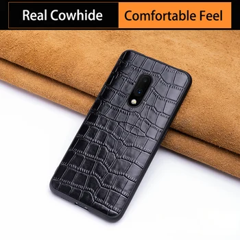 

Genuine leather Phone Case For Oneplus 7 7T Pro 6t 6 Case Cowhide Crocodile Belly Texture Cover For oneplus 3t 3 5t 5 7PRO Case