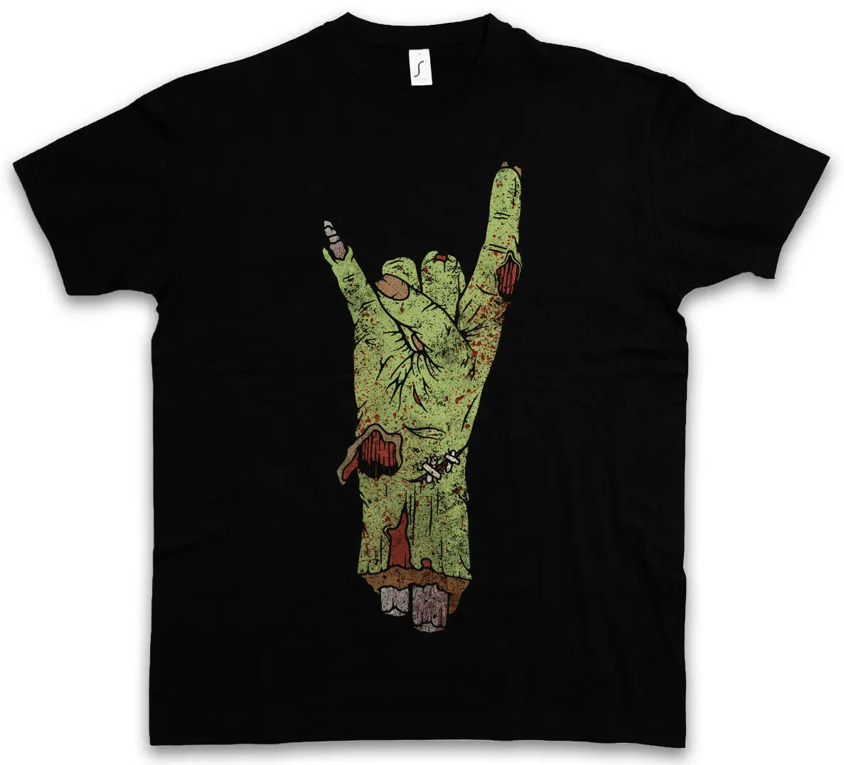 ZOMBIE METAL FIST T-SHIRT Hard Rock Sign Hand Zombie Fun Wacken Devil Horns |