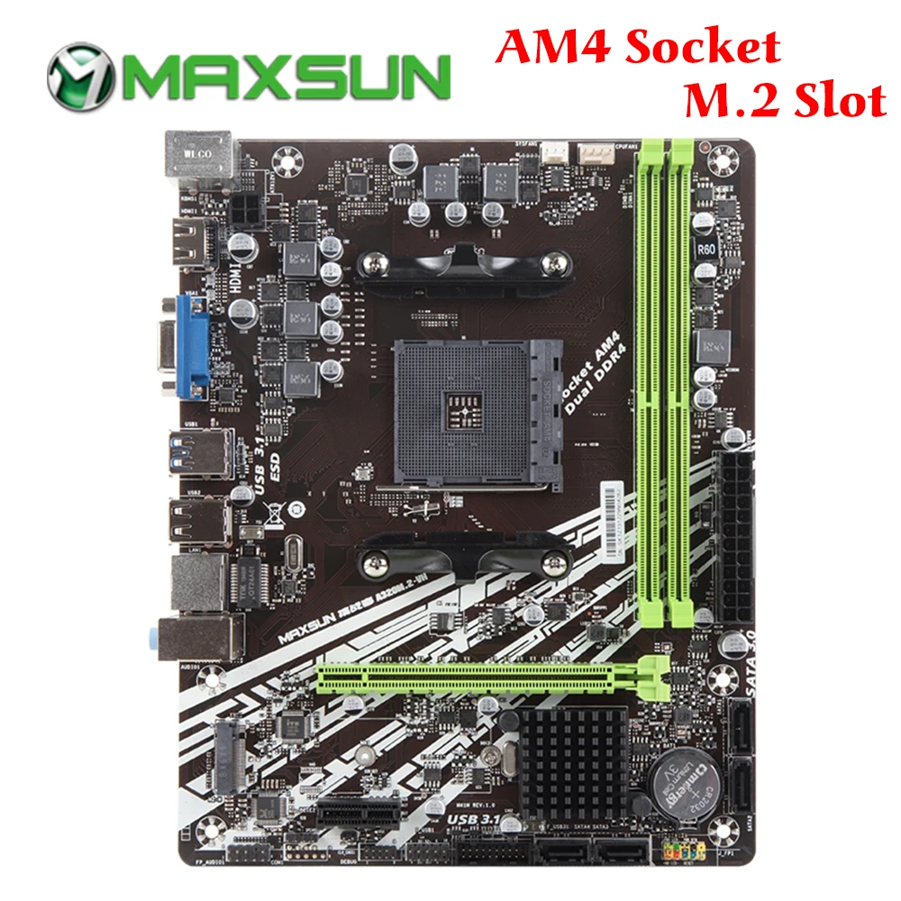 Материнская плата MAXSUN AM4 A320M-VH M.2 Challenger AMD ddr4 слоты памяти Rams nmve m.2 sata iii ssd HDMI + VGA