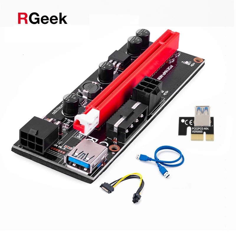 100 Pcs pack Ver009 Usb 3.0 Pci-E Riser Ver 009S Express 1X 4X 8X 16X GPU Extender Adapter cabo Card Sata 15Pin to 6 Pin Power