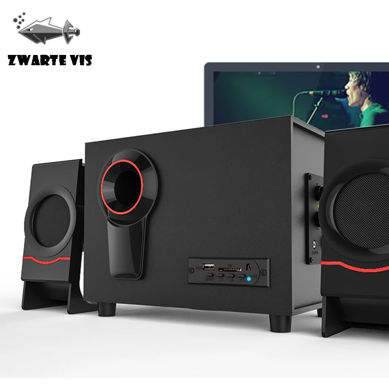 

Wooden Bluetooth Speaker Multimedia Subwoofer Phone Button Remote Control Knob Adjustment Bluetooth Audio Active Laptop Speaker