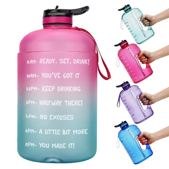 

1 Gallon Water Bottler with Time Marker and Straw to Drink More Daily Motivational Reusable Water Bottle for Fitness Gym Sports
