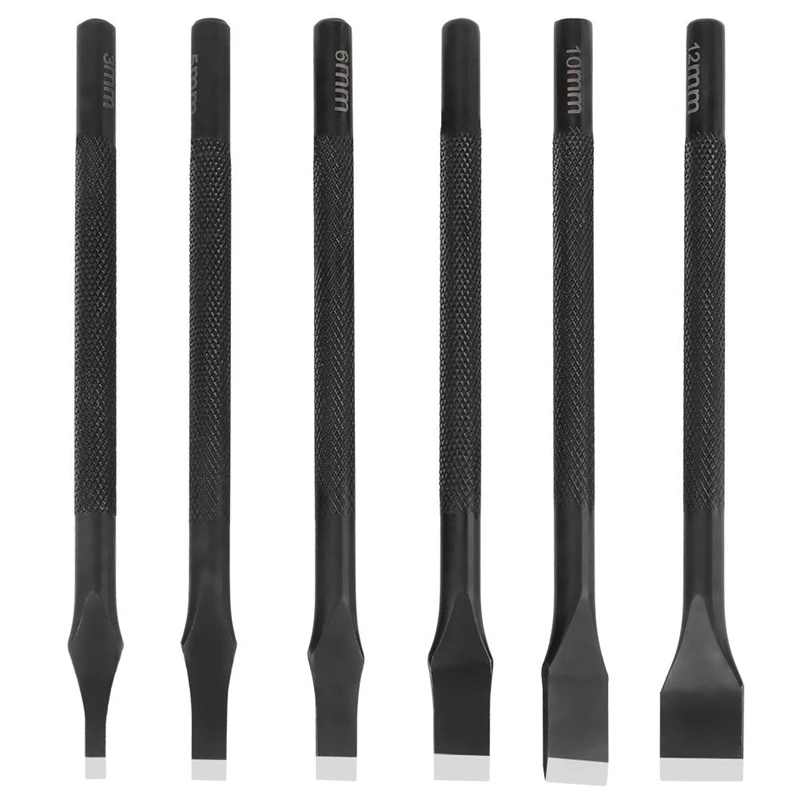 

6 Pcs/Set DIY Leather Hole Punch Tool Slotted Straight Flat Tip Punch Cut Leather Craft DIY Tool