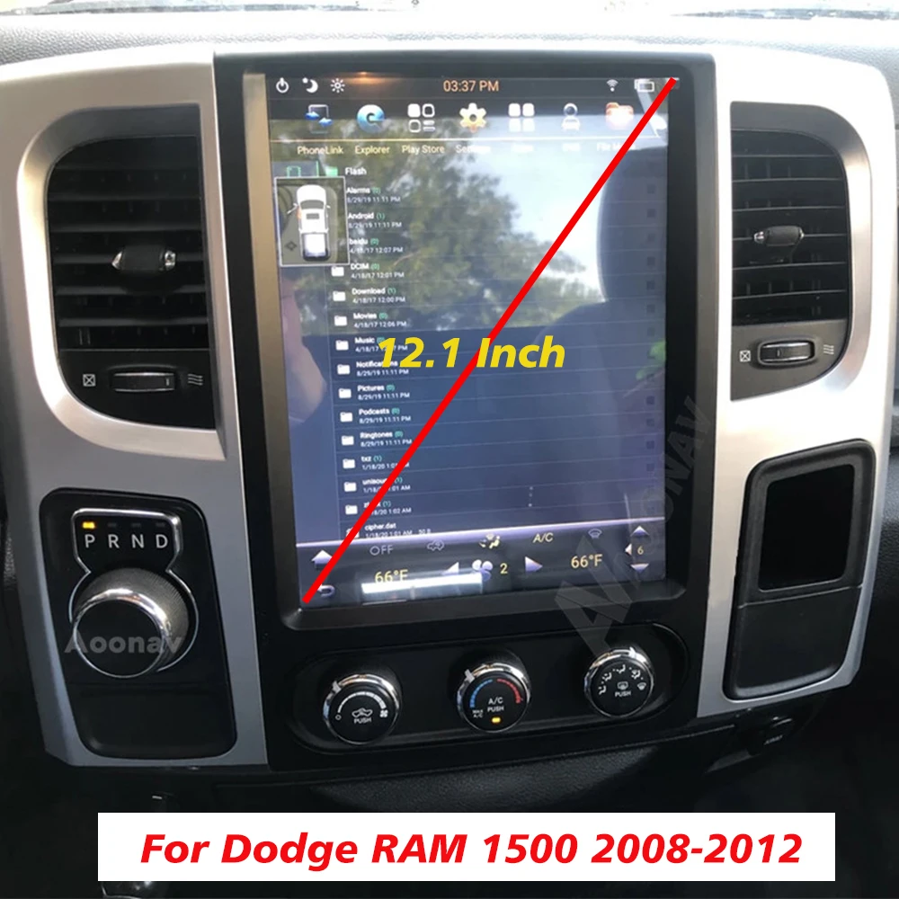 Автомобильный радиоприемник 12 1 дюйма PX6 для Dodge RAM 1500 2008 2010 2011 2012 Tesla Style 2 Din стерео