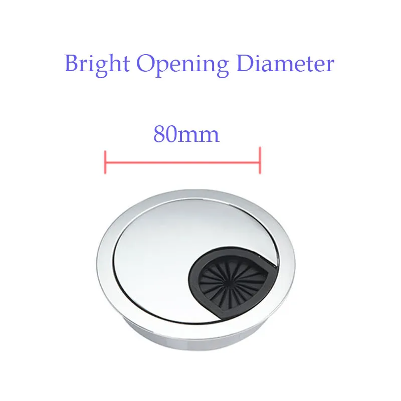 bright 80mm Оцинкованный сплав круглый стол линия отверстие крышка компьютерный стол разъем порт кабельный корпус крышка резьбовое отверстие настольный корпус из сплава - Цвет: bright 80mm