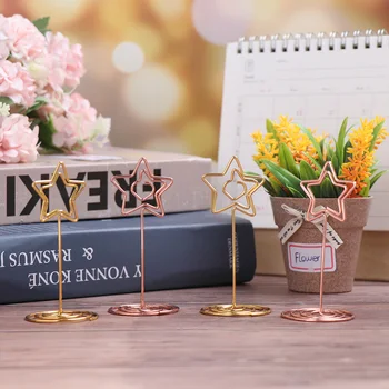 

5 PCs Five-pointed Star Note Clip Metal Spring Bottom Table Name Number Holders Place Card Clips Memo Stands Wedding Decor