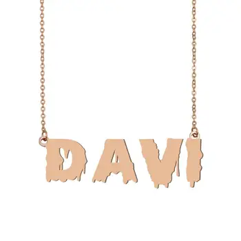 

Davi Name Necklace , Cool Bloody Art Name Necklace for Halloween and Santa's Day Jewelry Gift for Kids Boys Girls