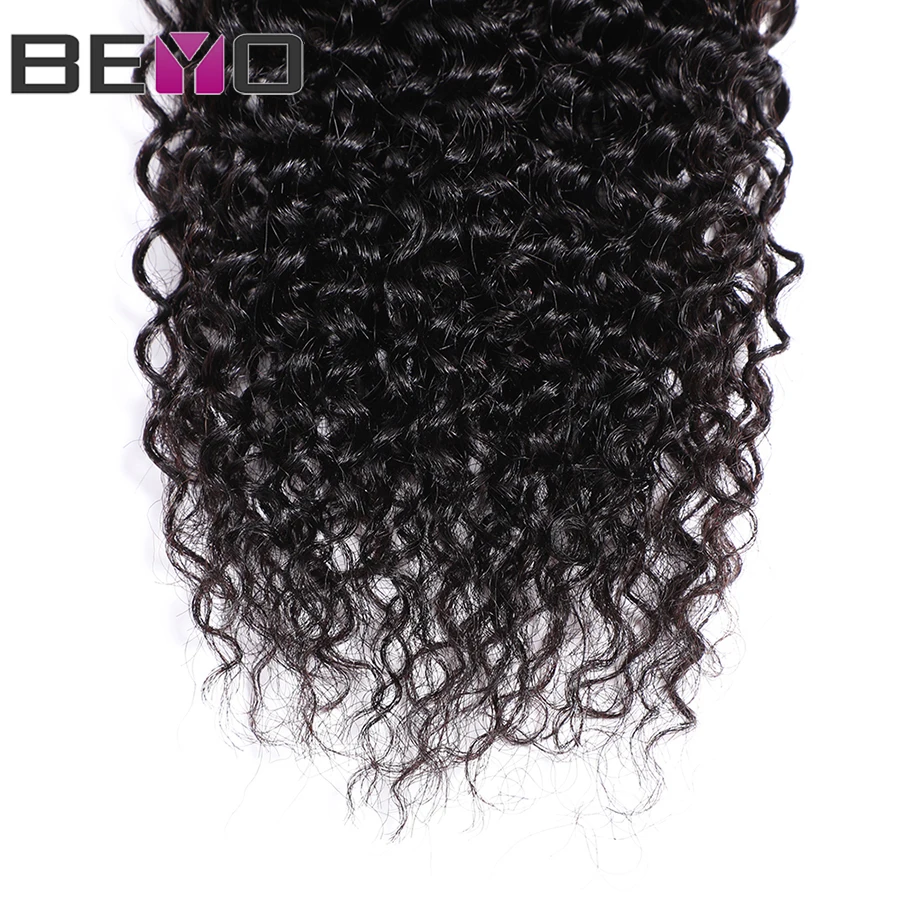 Jerry Curl Human Hair Bundles Brazilian Hair Weave Bundles 3/4 Bundle Deals 8-28'' Beyo Non-Remy Hair Extension Natural Black