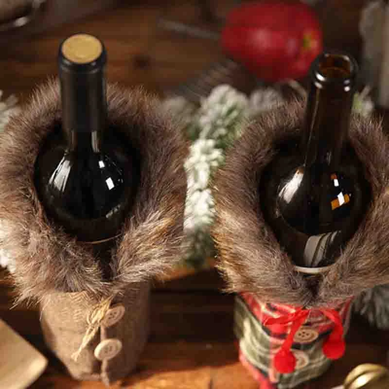 6Pcs Wine Bottle Cover Christmas Wine Bottle Dust Cover Christmas Wine Bottle Bag Gift Bags Decorations New Years Decor Xmas Din