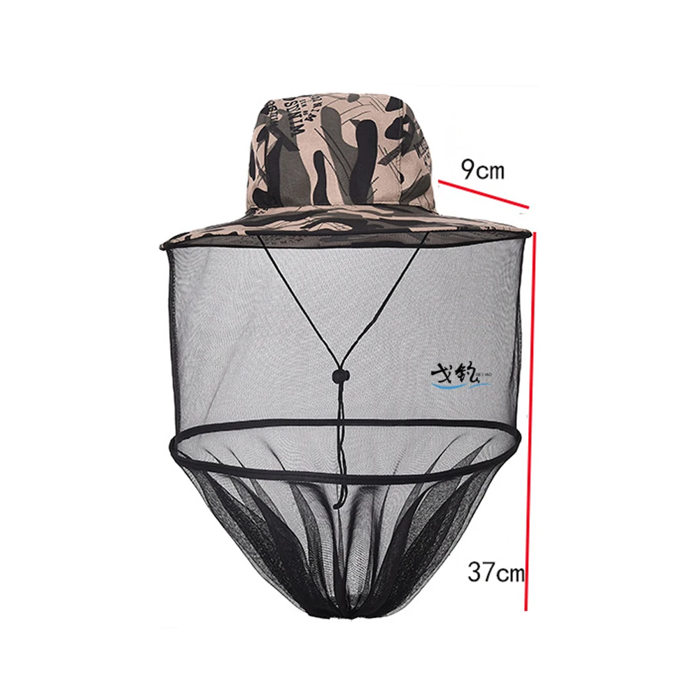 Outdoor Survival Anti Avoid Mosquito Insect Bee Bug Headgear Beekeeping Protective Cap Fishing Mesh Hat Head Face Neck Protector mesh face protector cap beekeeping hat