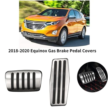 

Pedal Covers for Chevy Equinox 2018-2020 Car Gas Brake Pedal Pads No Drill Anti-Slip with Rubbers Aluminum