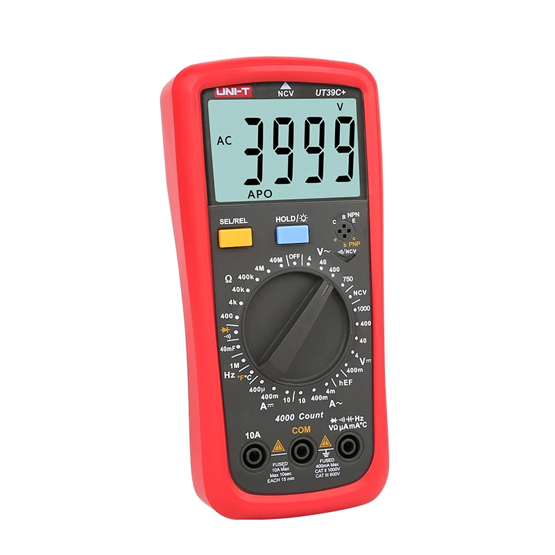 UNI-T UT39C+ LCD Digital Multimeter DC/AC Voltage Current Meter NCV Capacitance Resistance Diode Tester Voltmeter Ammeter