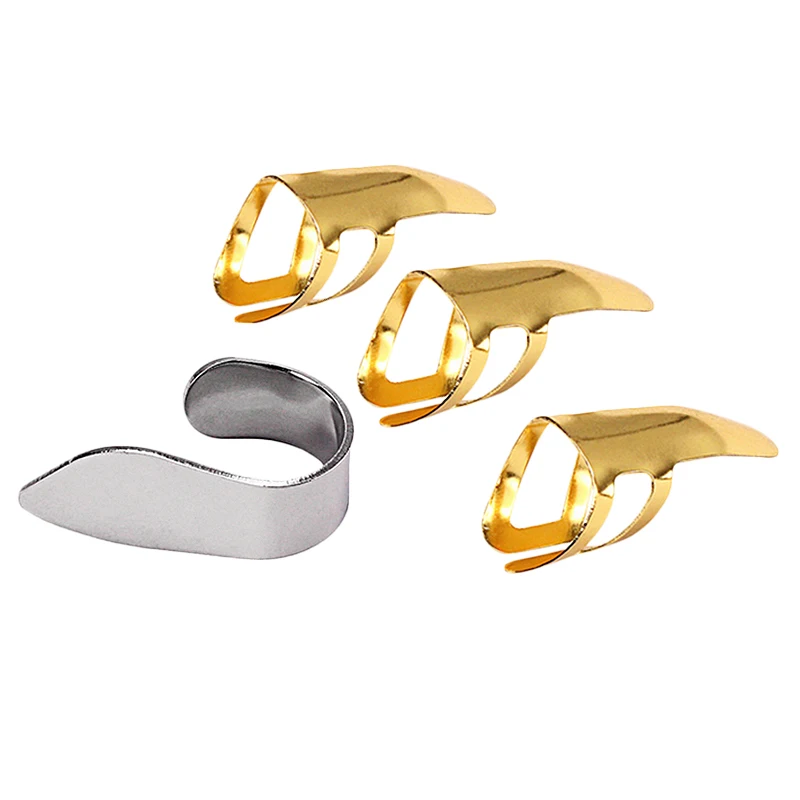 

4Pcs Metal 1 Silver Thumb and 3 Gold Finger Nail Guitar Picks Plectrums Set Acoustic Electric Bass Guitar Accessories