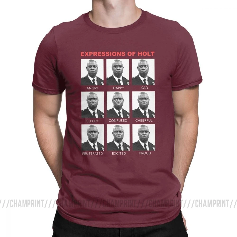 Expressions Of Holt повседневные мужские футболки Бруклин девять Бруклин 99 одежда с коротким рукавом классические футболки хлопковая Футболка с круглым вырезом - Цвет: Бургундия