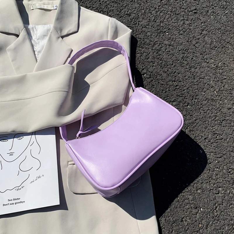 

Small Candy Color PU Leather Shoulder Bags For Women 2020 Summer Simple Handbags and Purses Female Tote Bags