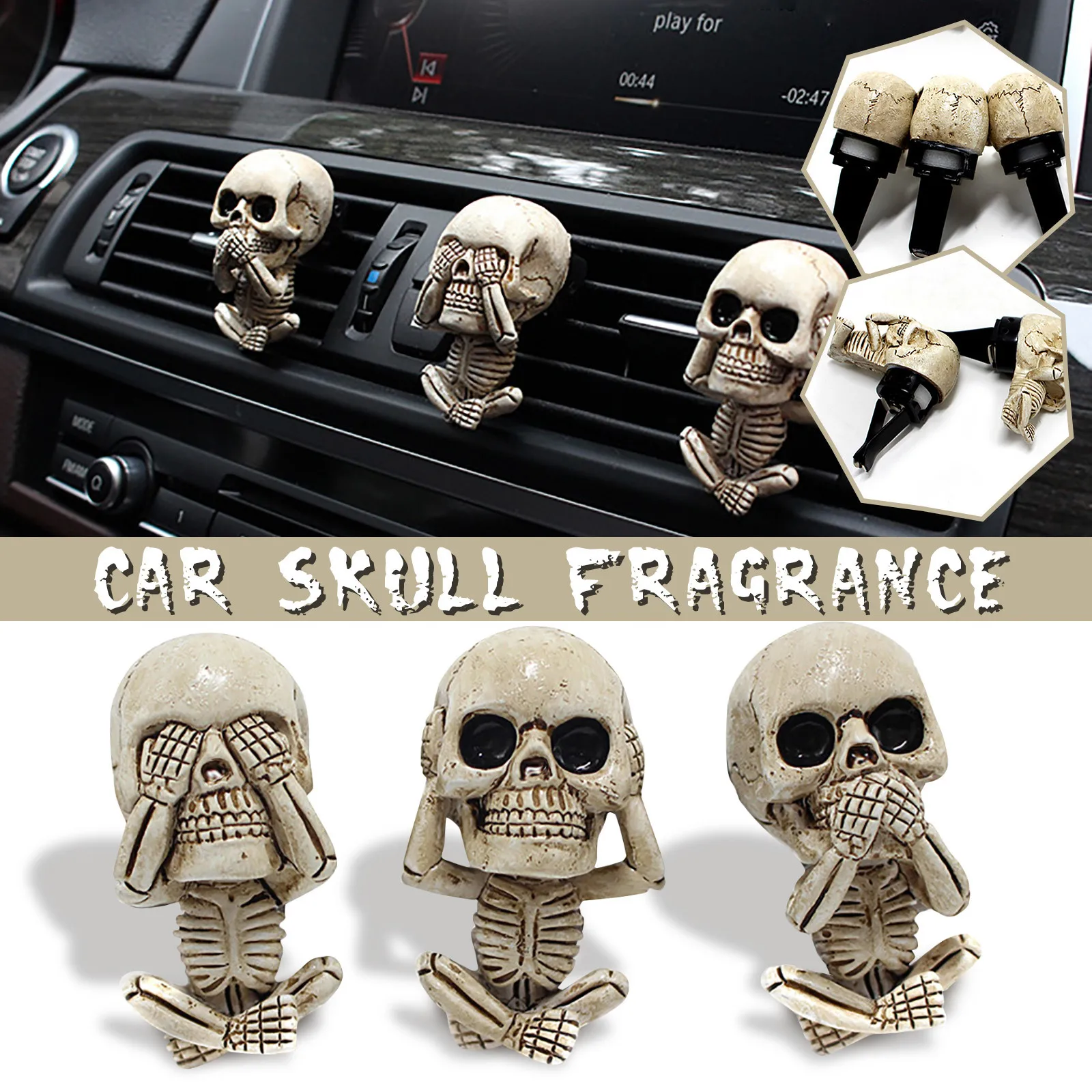 Skull Ghost Car Air Freshener Perfume Diffuser Vent Clip Human Body Skeleton Aromatherapy Resin Smell Clips | Дом и сад