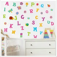 JM8321 26 надпись творческий DIY мультфильм для детей ПВХ Английский Обучение Детская комната украшения наклейки на стену