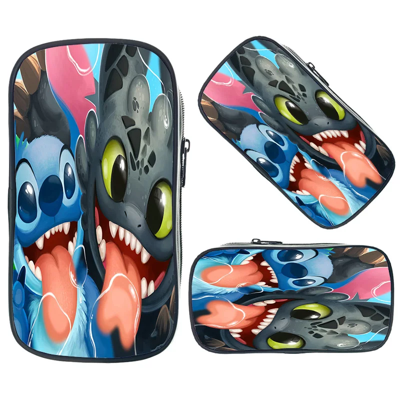 

Pokemon Pikachu Collages Cosmetic Cases Stitch Large Pencil Box Kids Boys Girls School Stationery Supplies Makeup Pouches