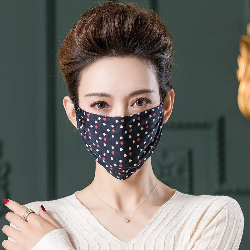 Women\'s Leopard Fashion Print Silk Mask 100% Silk Hanging Ear Mask Dust-proof Skin-friendly Mask Muffle Mouth Mask