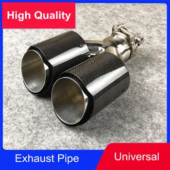 

Y Model Dual Equal Length Rear Exhaust Tip Shiny Carbon Fiber Tail Muffler End Pipes Car Universal Modification (1 PCS)