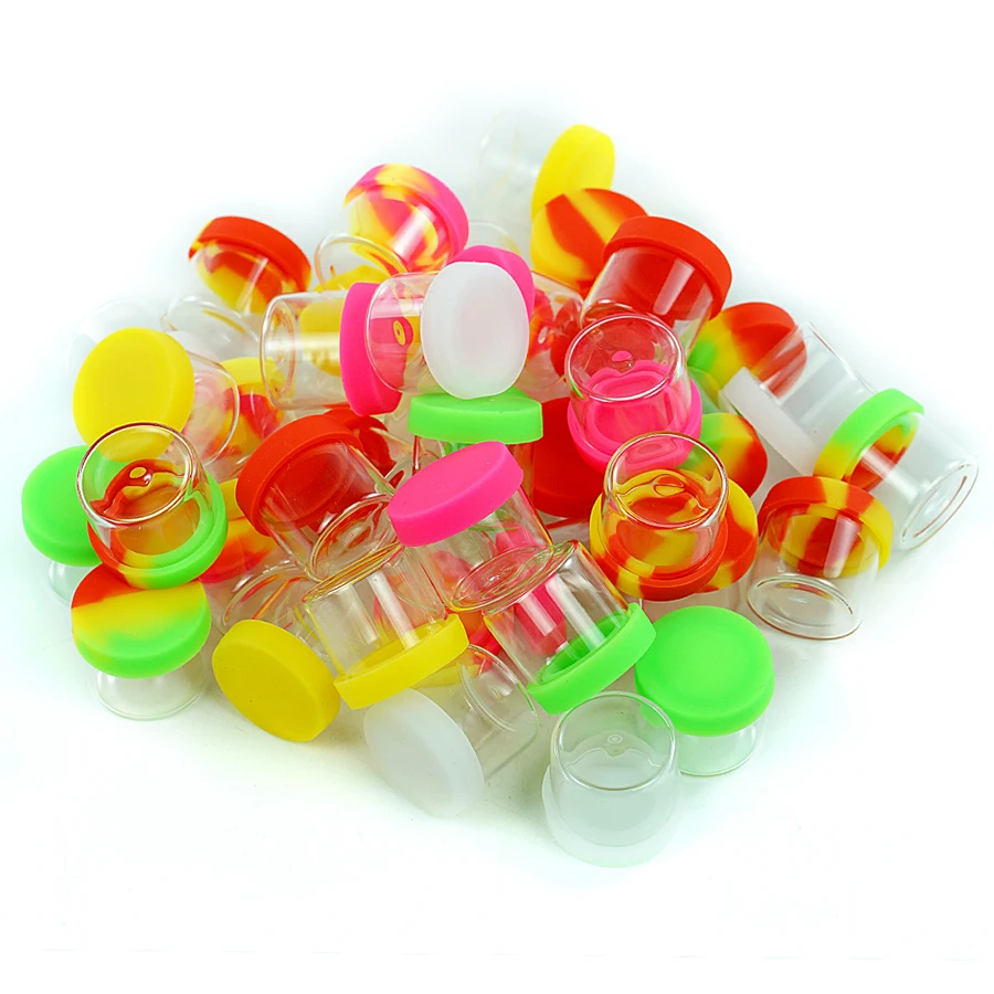 15pcs 6ml Small Glass Jar with Silicone Lid Slick Wax Concentrate Dab Container Non Sticky for Creams Oil Portable Storage Tank | Дом и сад