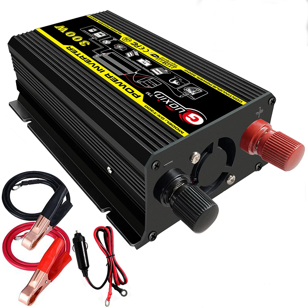 

Modified Sine Wave Inverter Dc 12V To Ac 220V Converter Car Power Charger Inverter With 2.1A Dual Usb Port Battery Clips