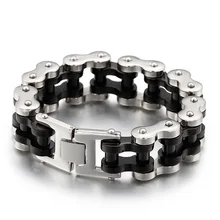 Велосипедная цепь браслет из нержавеющей стали Панк 22 мм Широкий Мотоцикл ювелирные изделия Прохладный черный тяжелый мужские золотые браслеты с кулоном в виде велосипеда