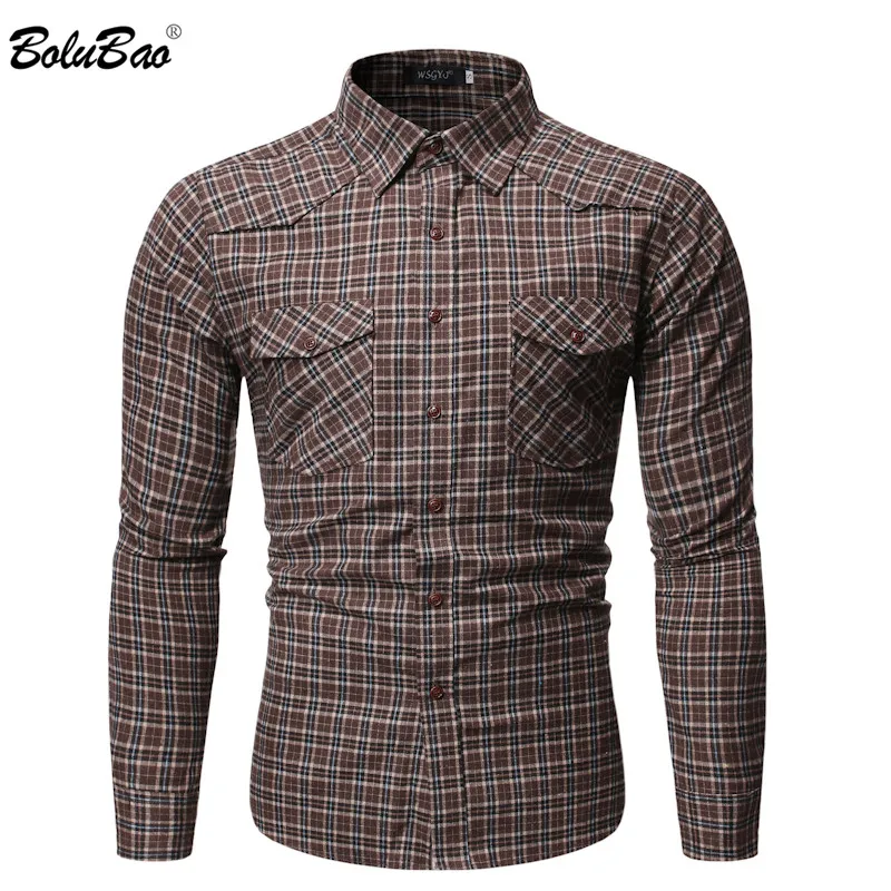 BOLUBAO Брендовые мужские рубашки в стиле кэжуал Осенние новые мужские модные рубашки с длинными рукавами мужские деловые повседневные рубашки в клетку Топы