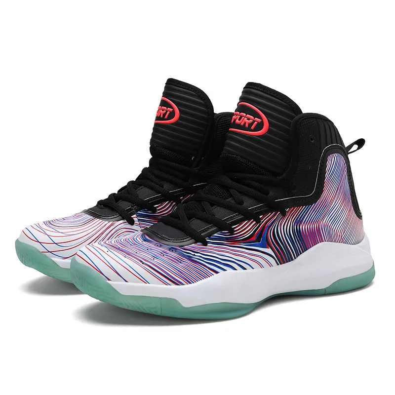 Фиолетовый Men's high-top basketball running shoes color mesh mesh casual shoes breathable wear-resistant non-slip large Zapatillas mujer - Цвет: Фиолетовый