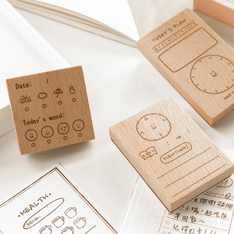 

Vintage Memo Receipt Weather Mood Record Stamp DIY Wooden Rubber Stamps For Scrapbooking Stationery Scrapbooking Standard Stamp
