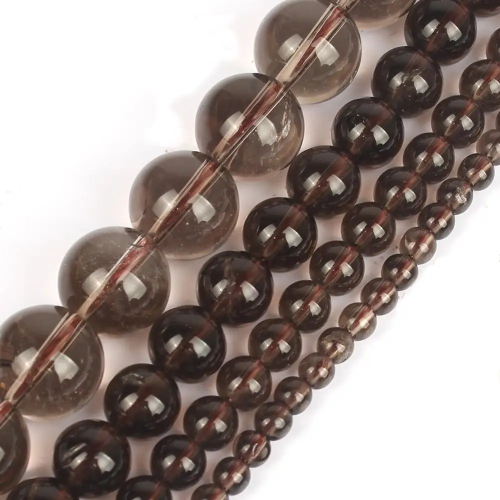 Natural-Stone-Smoky-Quartzs-Crystal-Round-Loose-Spacer-Bead-For-Jewelry-Making-Diy-Bracelet-Necklace-15Inch