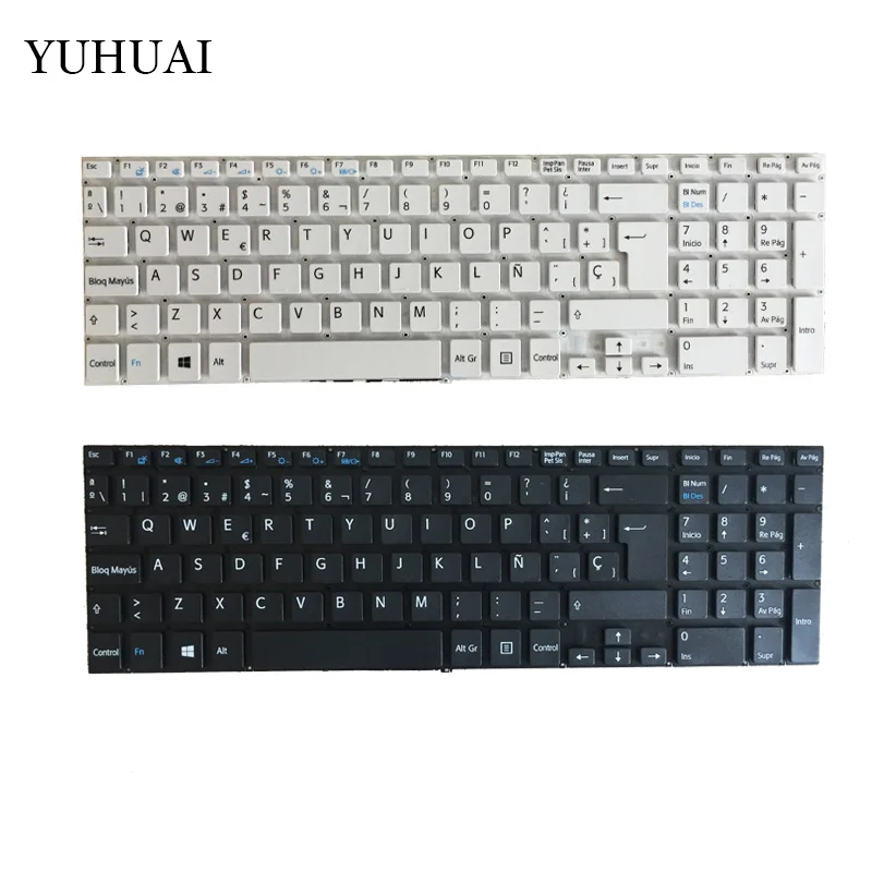 Испанская клавиатура для ноутбука Sony Vaio Fit 15 SVF15 SVF15E SVF152100C SVF152A29M SP белая/черная |
