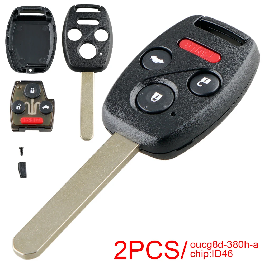 2pcs/lot 3 + 1 Buttons Remote Key Fob with ID46 Chip OUCG8D-380H-A Fit for 2003-2007 Honda Accord | Автомобили и мотоциклы